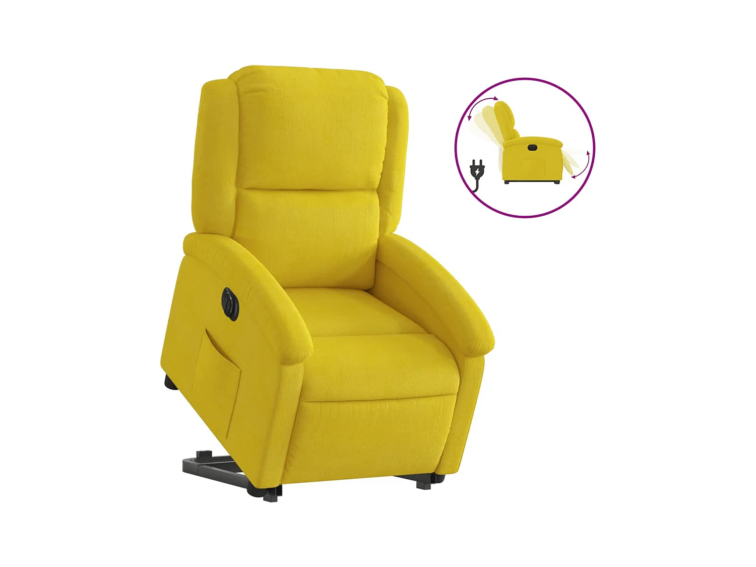 Fauteuil inclinable électrique-Chaise de relax-Fauteuil salon jaune Velours SHL3691