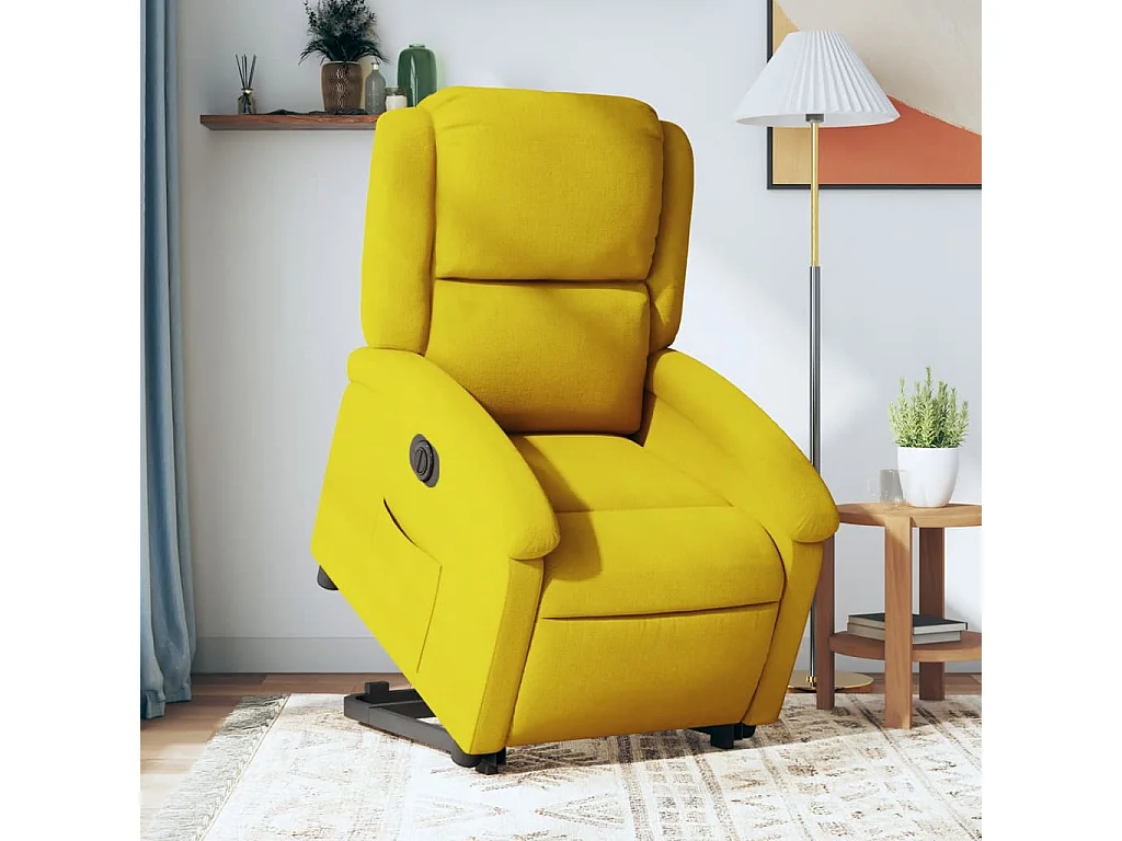Relaxsessel mit Aufstehhilfe Elektrisch | Lounge Sessel indoor Gelb Samt SHL94490