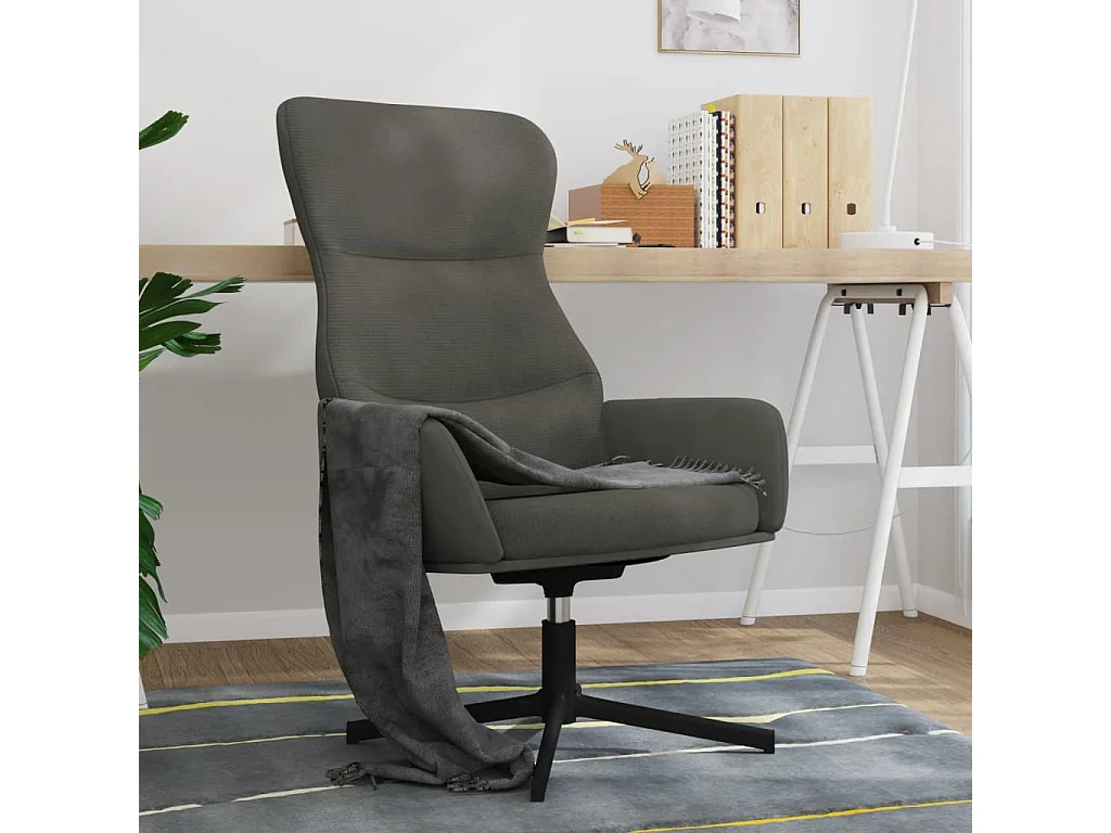 Relaxstoel | Fauteuil | Bureaustoel fluweel donkergrijs