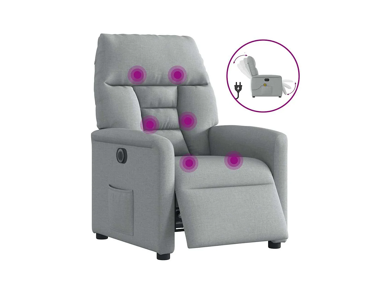 Sillón de relax | Sillón reclinable de masaje eléctrico tela gris claro SHL8553