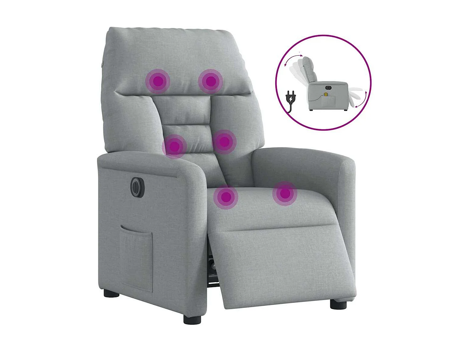 Fauteuil inclinable électrique-Fauteuil de massage de Salon gris clair tissu SHL3313