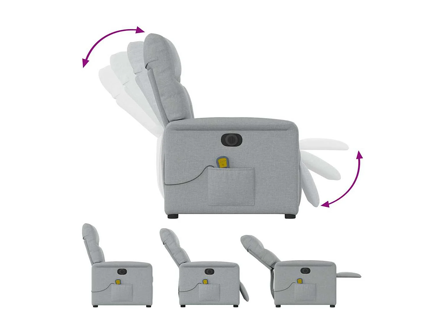 Fauteuil inclinable électrique-Fauteuil de massage de Salon gris clair tissu SHL3313