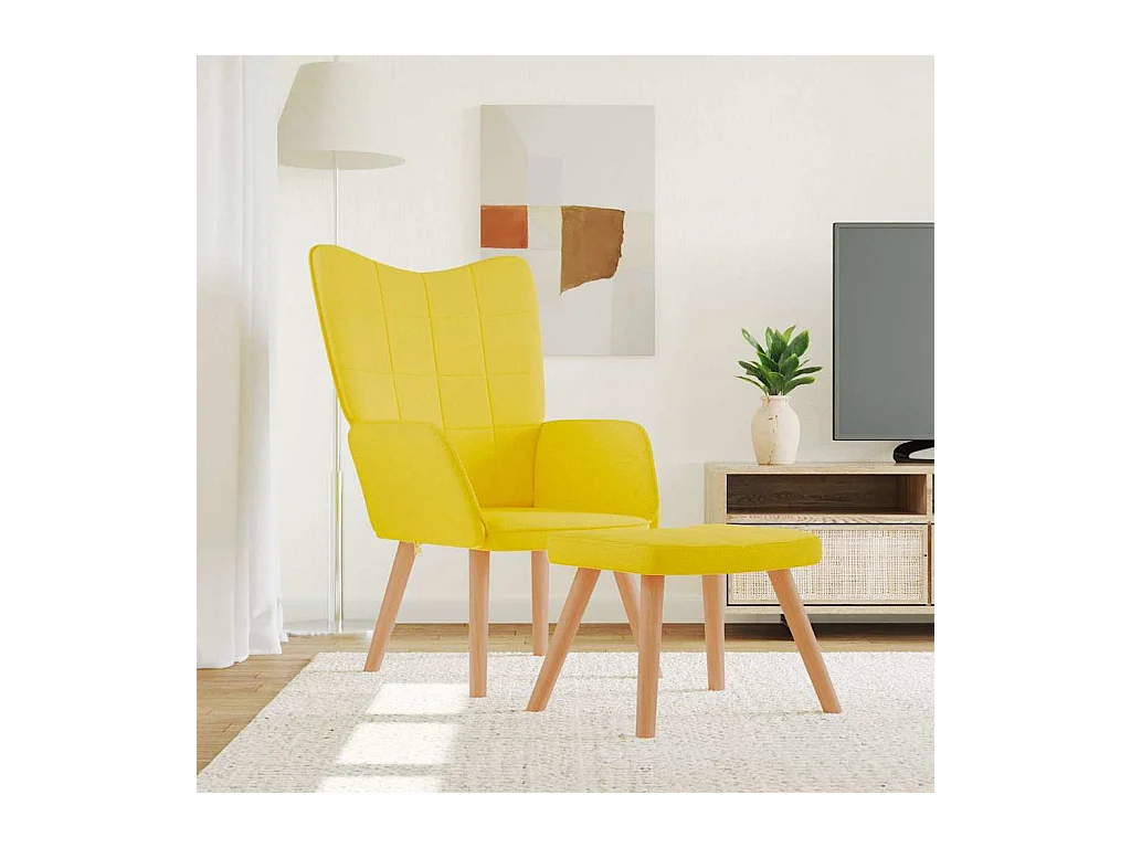 Silla de relajación | Sillón de relax con reposapiés tela amarillo mostaza SHL9078