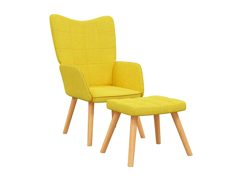 Chaise de relaxation moderne avec tabouret-Fauteuil de Salon Jaune moutarde Tissu SHL5120