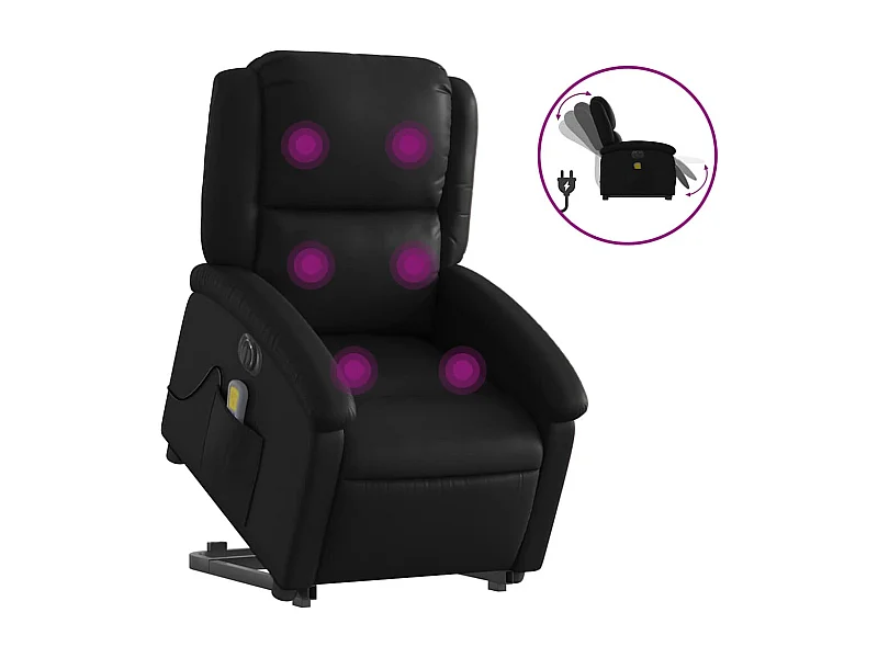 Sillón de salón | Silla | Sillón de masaje elevable eléctrico cuero sintético negro SHL7516