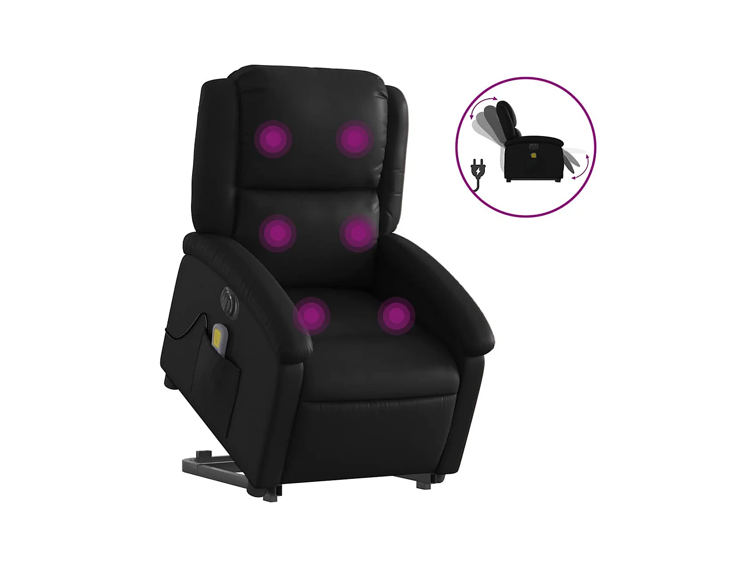 Fauteuil inclinable électrique-Chaise-Fauteuil de Massage noir similicuir SHL4390