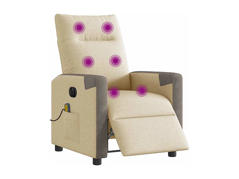 Sillón de relax | Sillón reclinable de masaje eléctrico tela color crema SHL9030