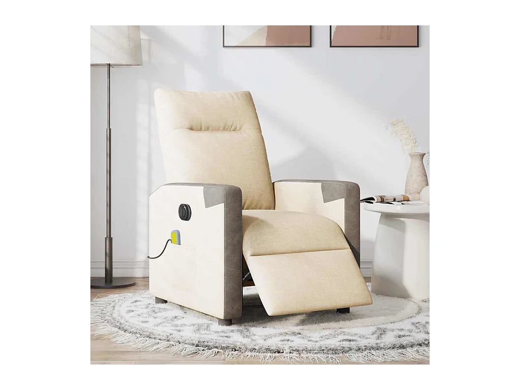 Sillón de relax | Sillón reclinable de masaje eléctrico tela color crema SHL9030
