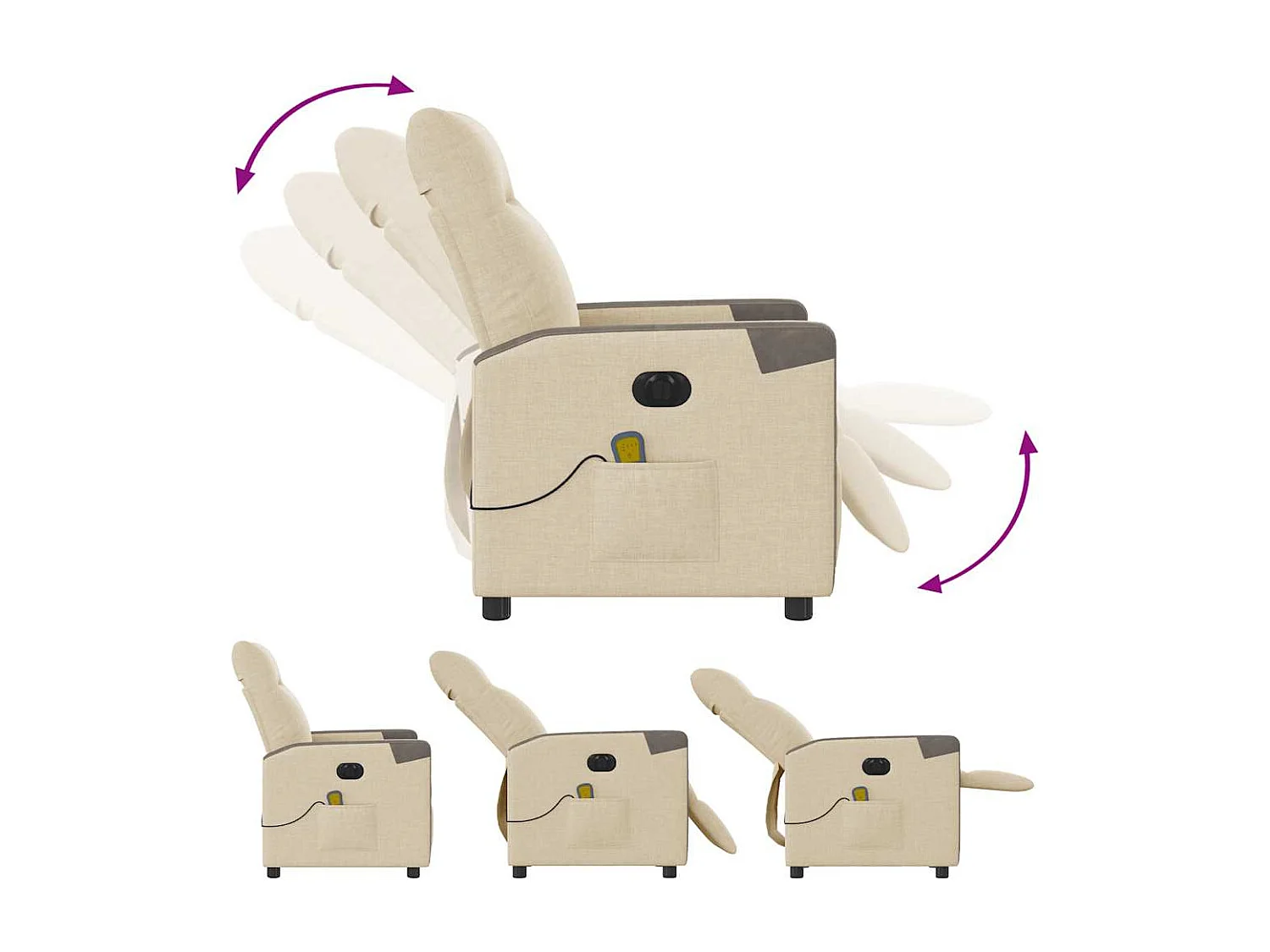 Sillón de relax | Sillón reclinable de masaje eléctrico tela color crema SHL9030