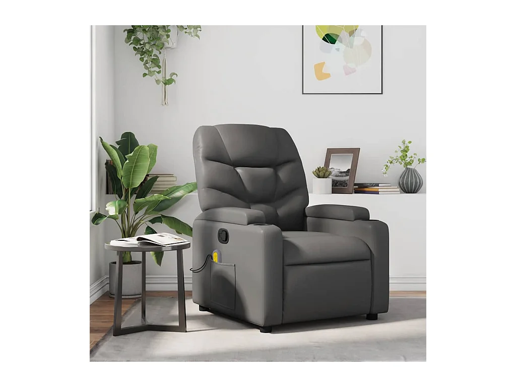 Sillón de salón | Silla | Sillón de masaje reclinable cuero sintético gris SHL2997