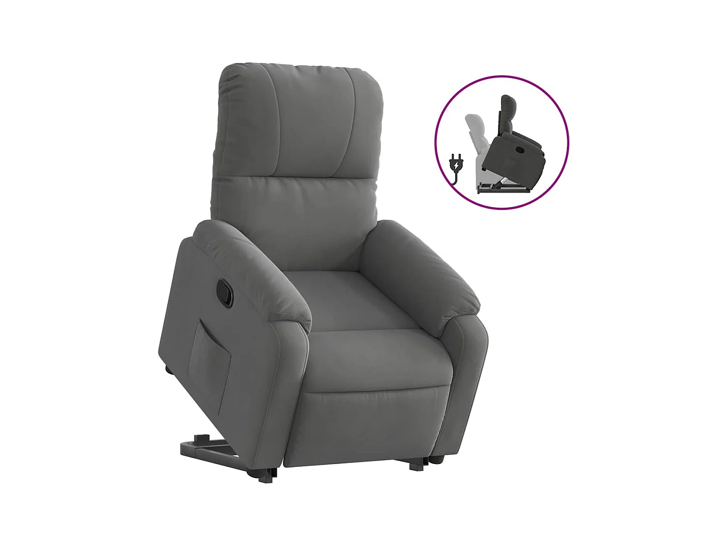 Fauteuil inclinable-Chaise de relax-Fauteuil salon gris foncé tissu microfibre SHL1443