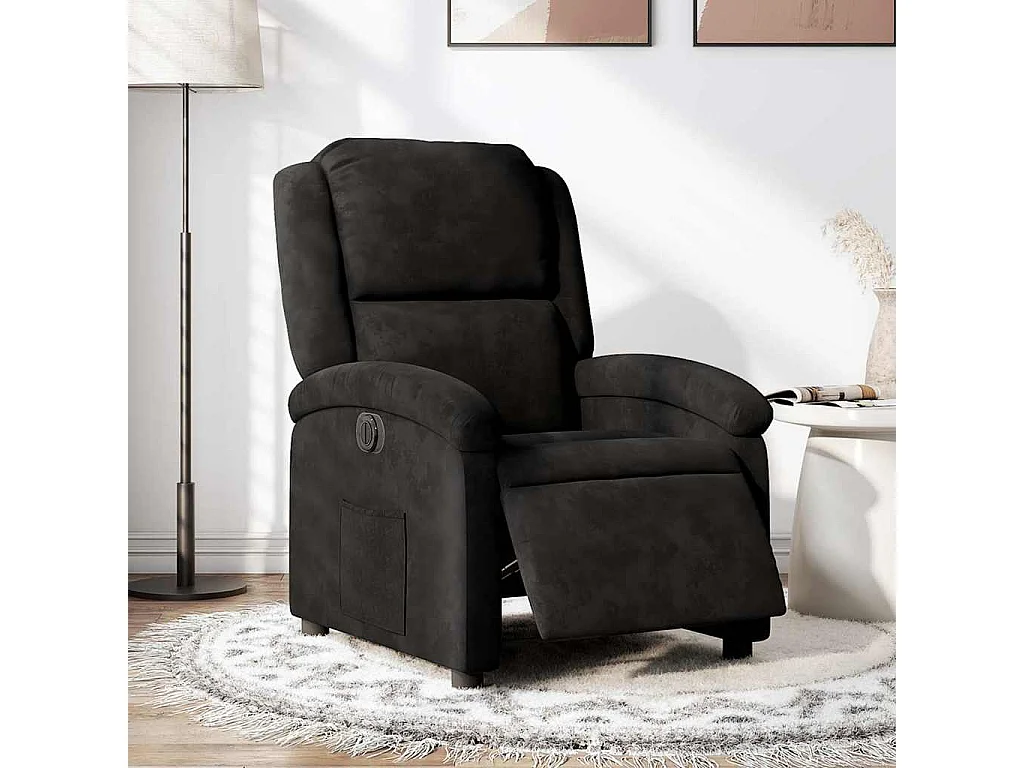 Fauteuil inclinable électrique-Chaise de relax-Fauteuil salon noir velours SHL4711