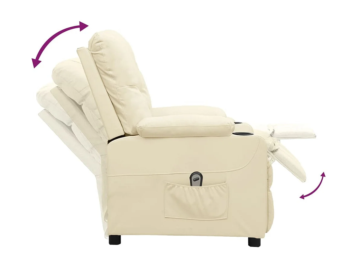Fauteuil inclinable électrique-Chaise de relax-Fauteuil salon Crème Similicuir SHL3041