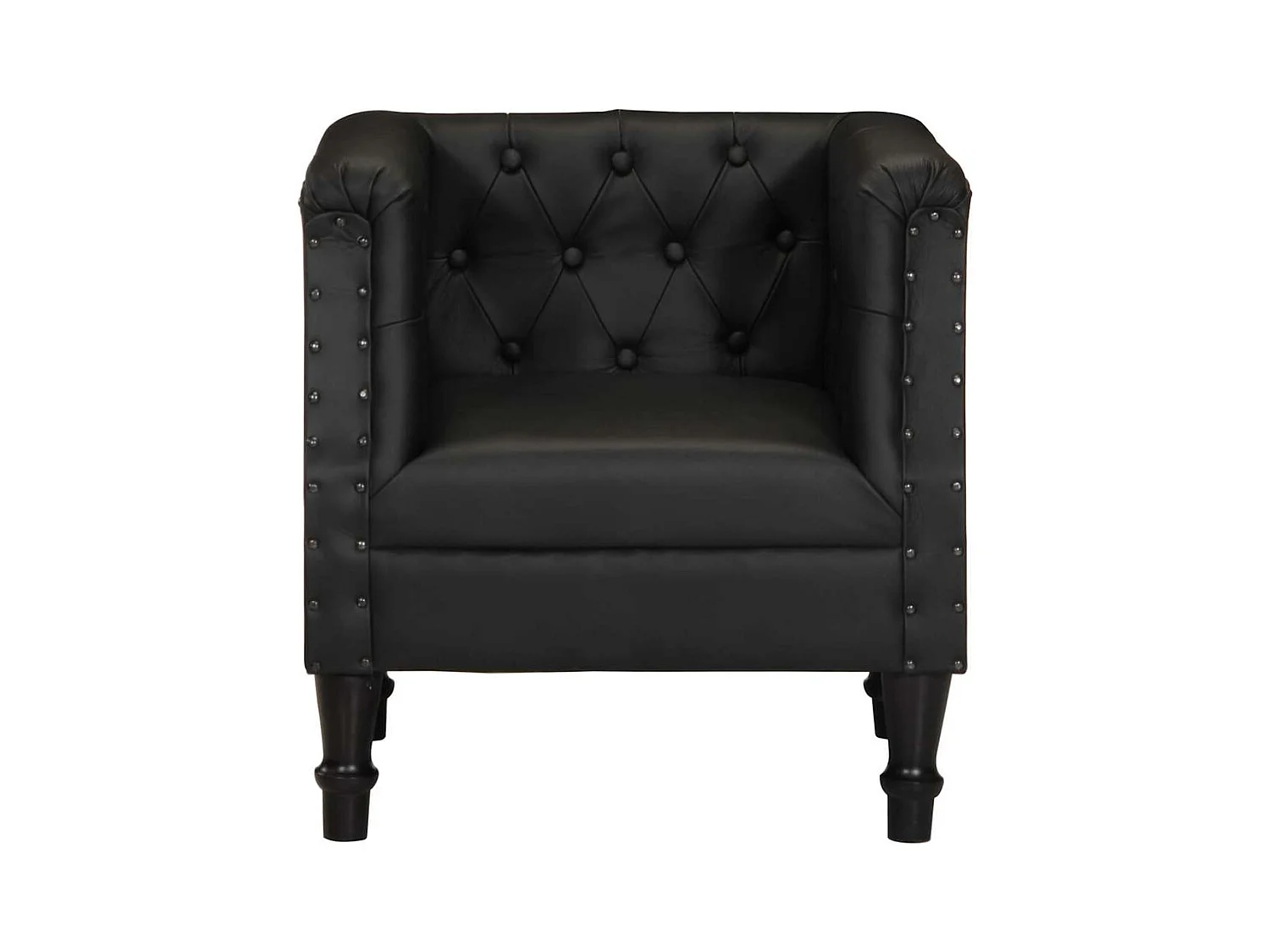 Fauteuil salon-Chaise-Fauteuil Noir Cuir véritable SHL3183