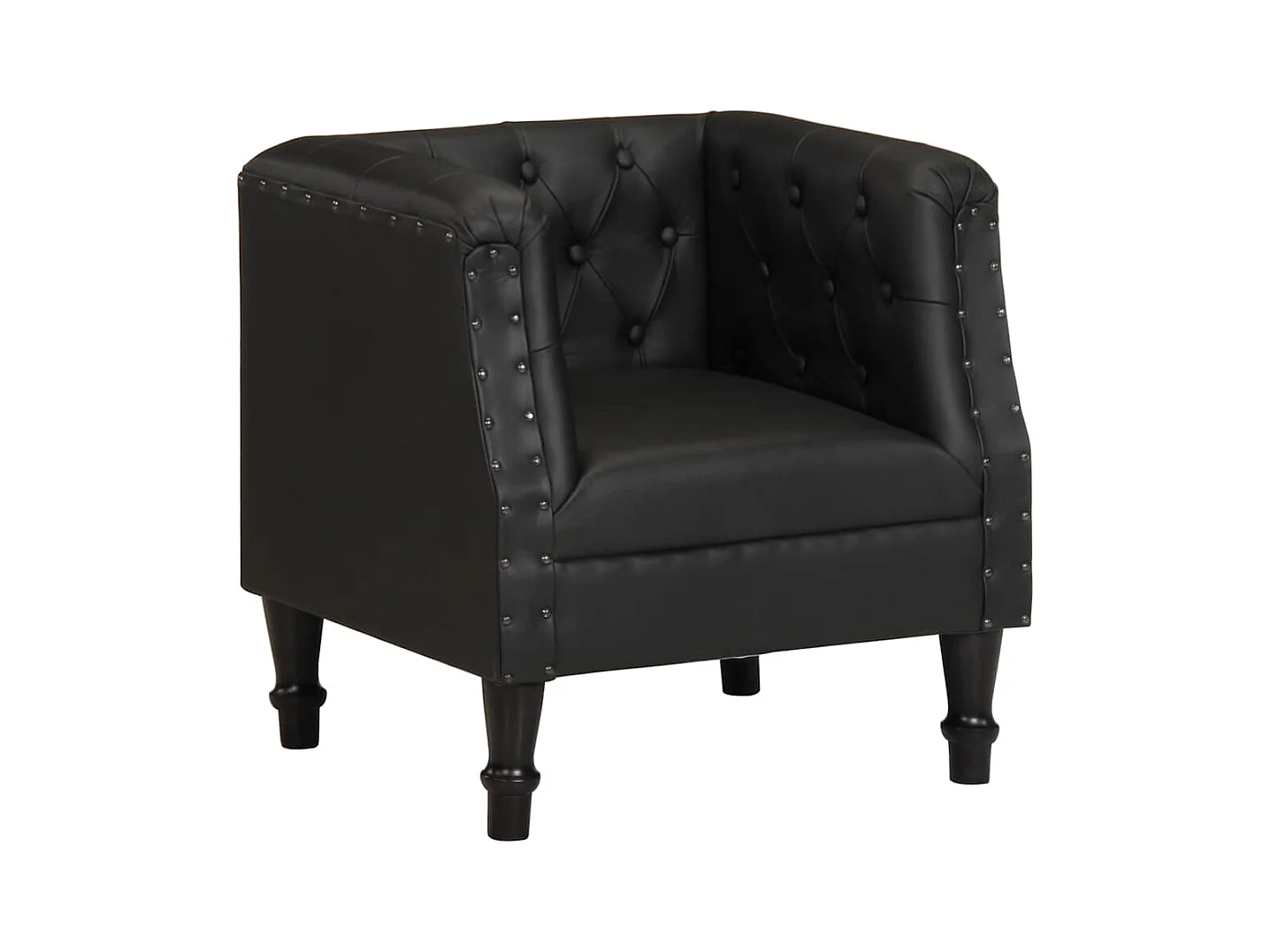 Fauteuil salon-Chaise-Fauteuil Noir Cuir véritable SHL3183