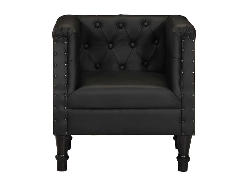 Fauteuil salon-Chaise-Fauteuil Noir Cuir véritable SHL3183