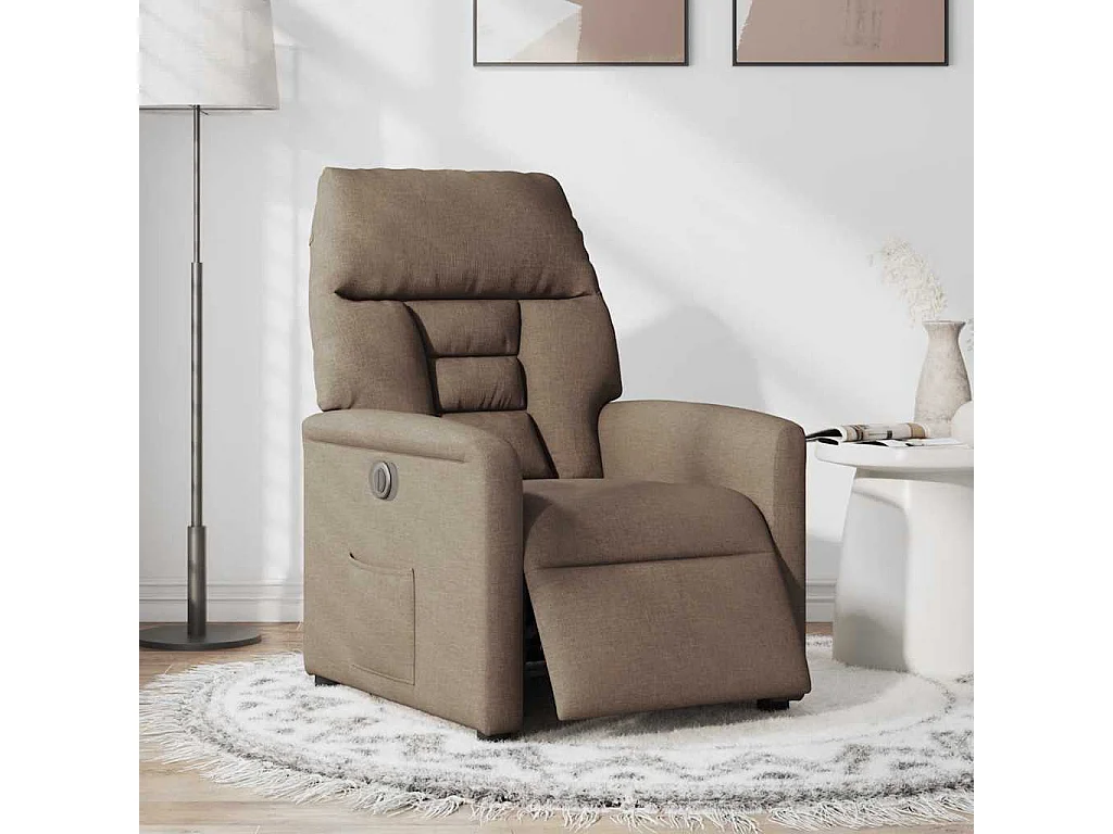 Relaxsessel Elektrisch | Lounge Sessel indoor Braun Stoff SHL13577