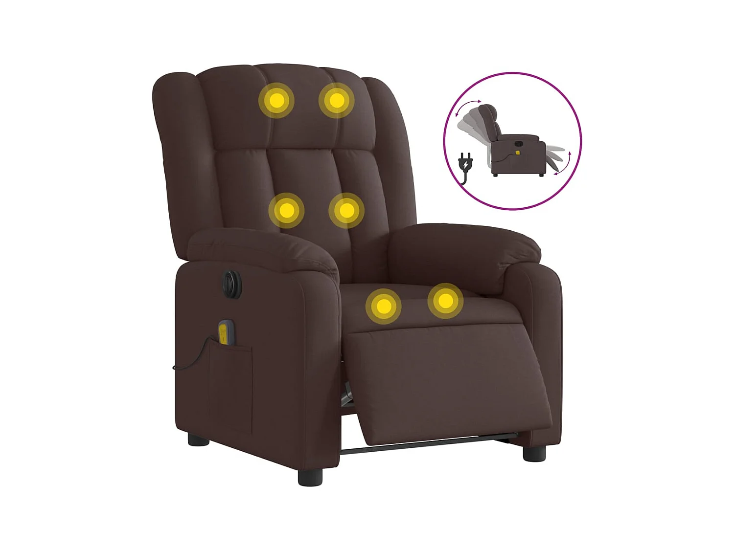 Sillón de relax | Sillón reclinable de masaje eléctrico tela marrón oscuro SHL9725