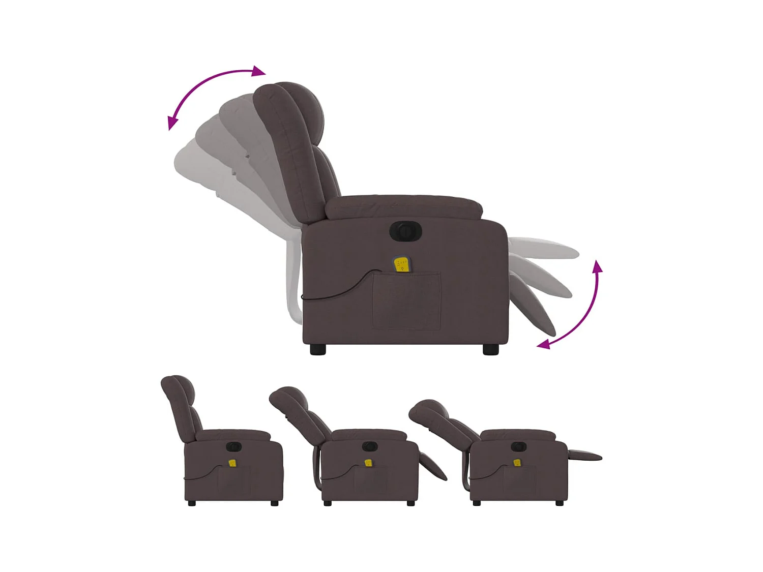 Sillón de relax | Sillón reclinable de masaje eléctrico tela marrón oscuro SHL9725