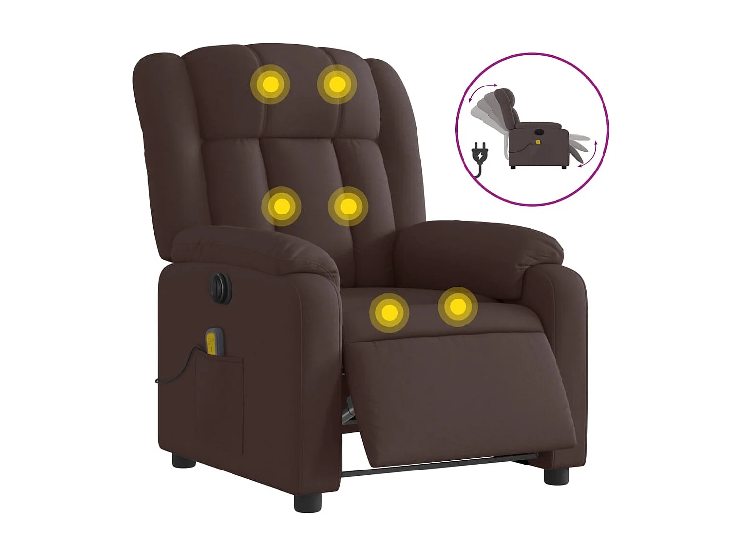 Fauteuil inclinable électrique-Fauteuil de massage de Salon Marron foncé Tissu SHL2972