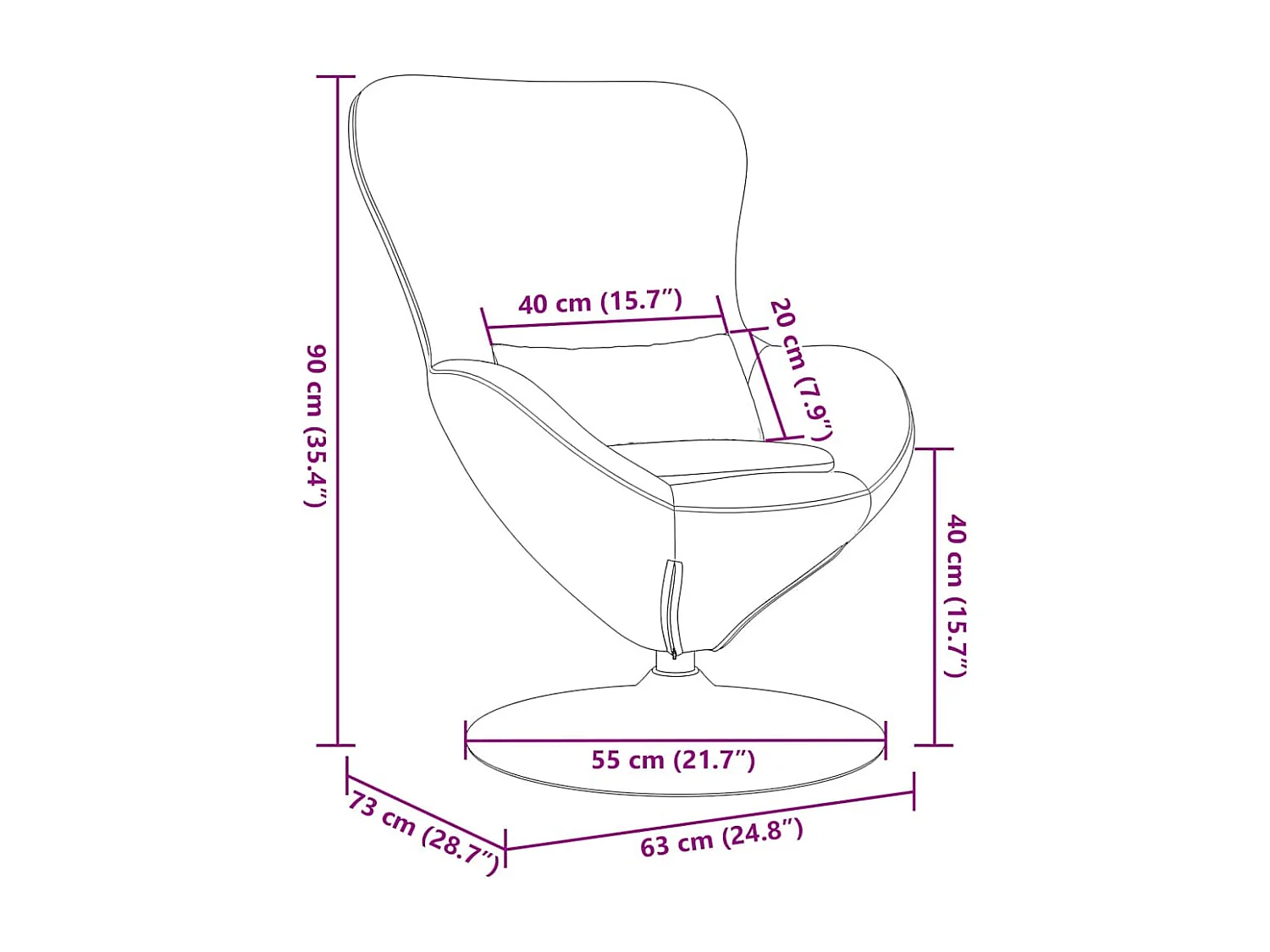 Cadeira Relax | Cadeira ovo Cinzento-acastanhado 63x73x90 cm tecido SHL420613
