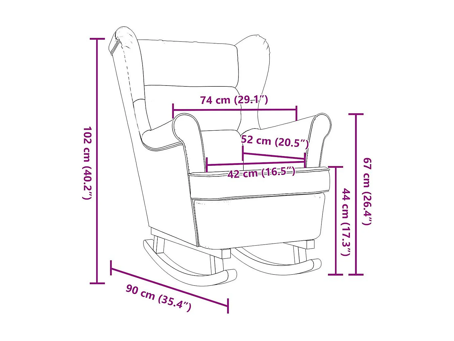 Fauteuil Salon-Chaise de relax-Fauteuil à Bascule gris foncé 74x90x102 cm tissu SHL5437