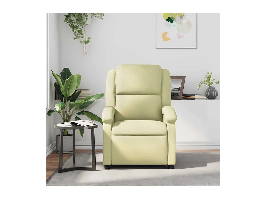 Sillón de relax | Sillón reclinable de cuero auténtico crema SHL6762