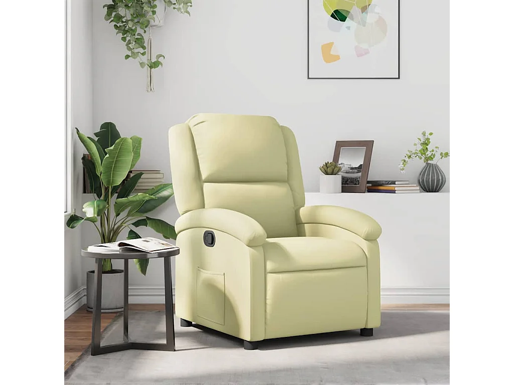 Relaxsessel | Lounge Sessel für Wohnzimmer Creme Echtleder SHL63468