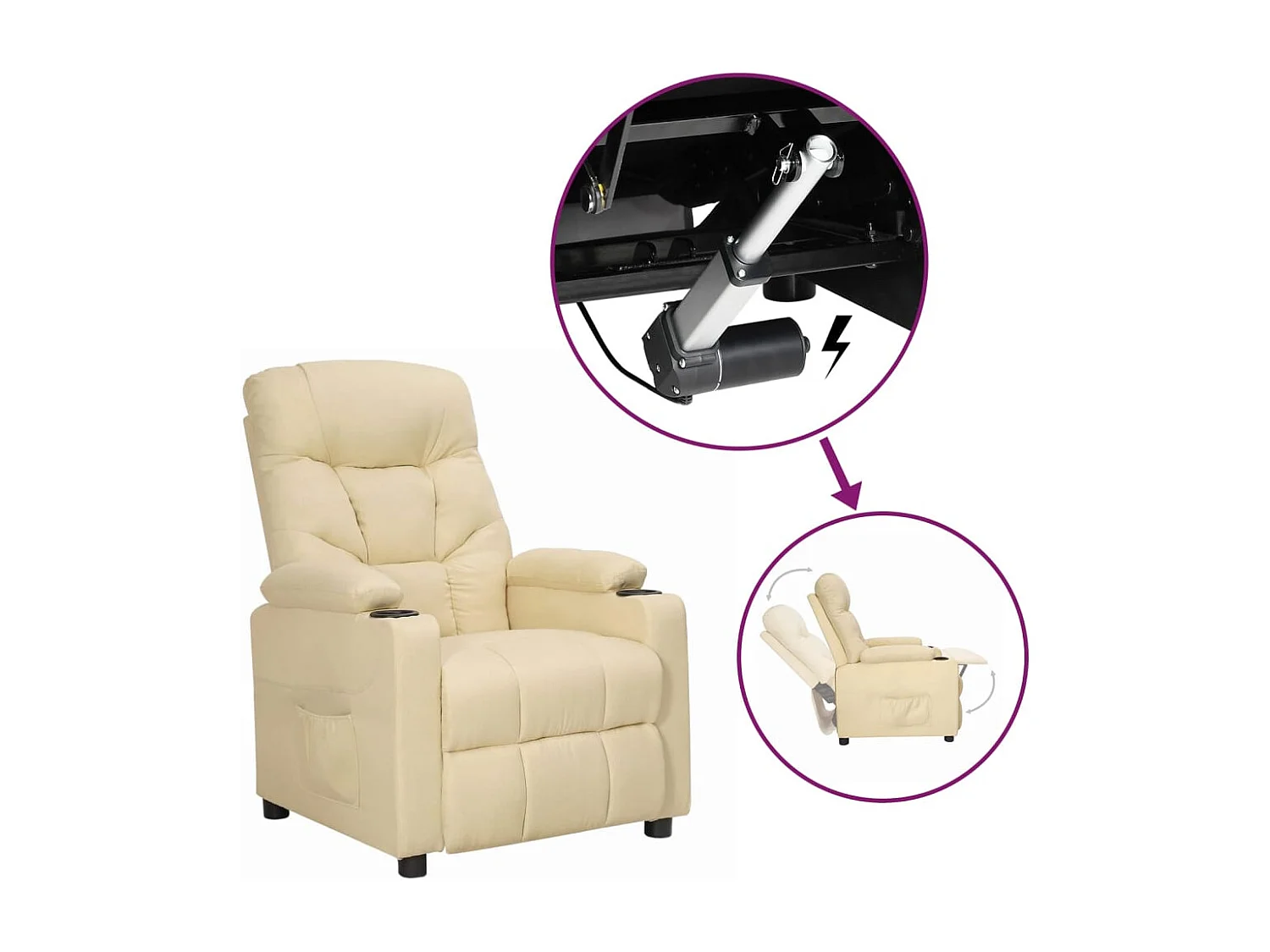 Fauteuil de Salon-Chaise de relax Crème Tissu SHL4158