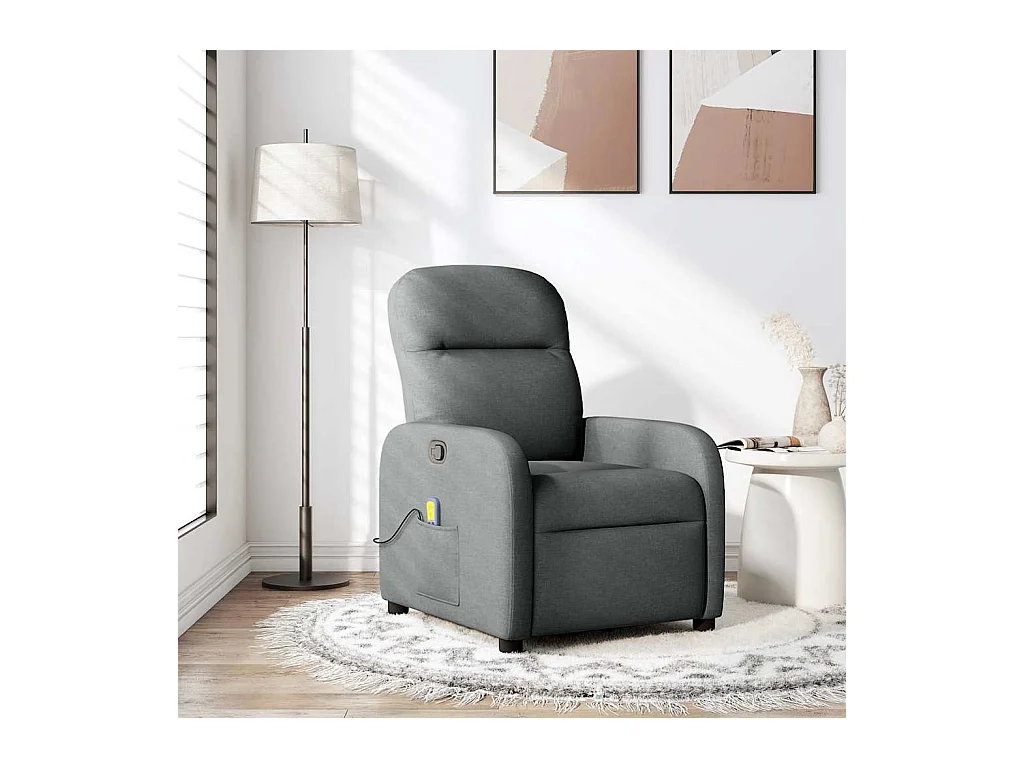 Sillón de relax | Sillón reclinable de masaje de tela gris oscuro SHL7864