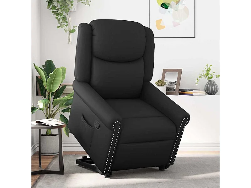 Sillón de relax | Sillón reclinable vertical de cuero sintético negro brillante SHL9157