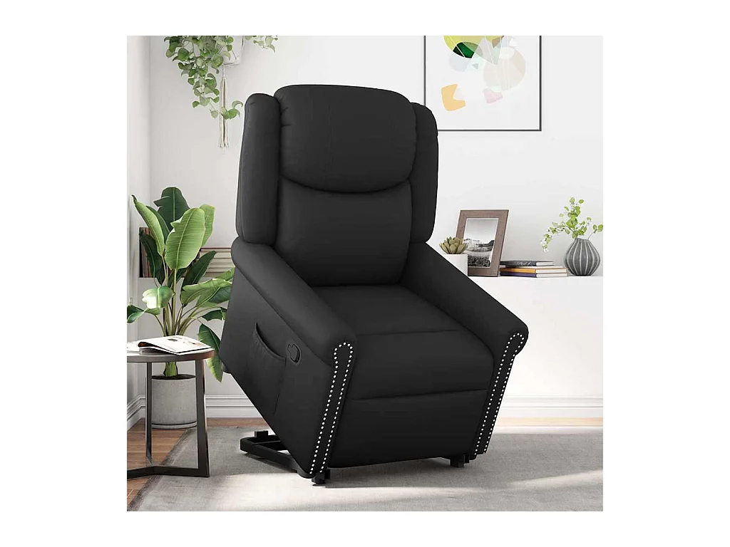 Sillón de relax | Sillón reclinable vertical de cuero sintético negro brillante SHL9157