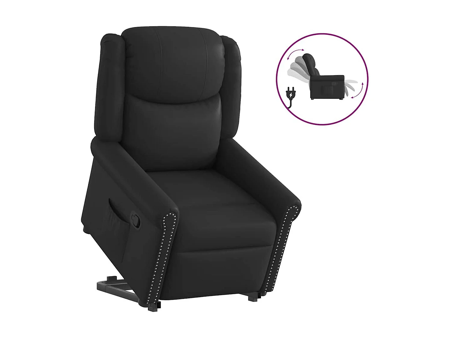 Fauteuil inclinable-Chaise de relax-Fauteuil TV noir brillant similicuir SHL902