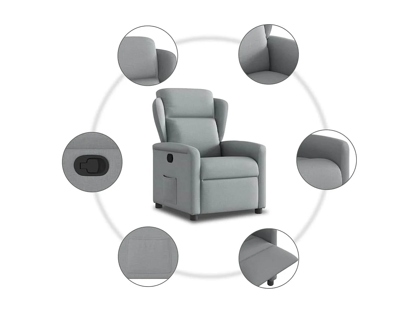 Fauteuil inclinable-Chaise de relax-Fauteuil TV Gris clair Tissu SHL3705