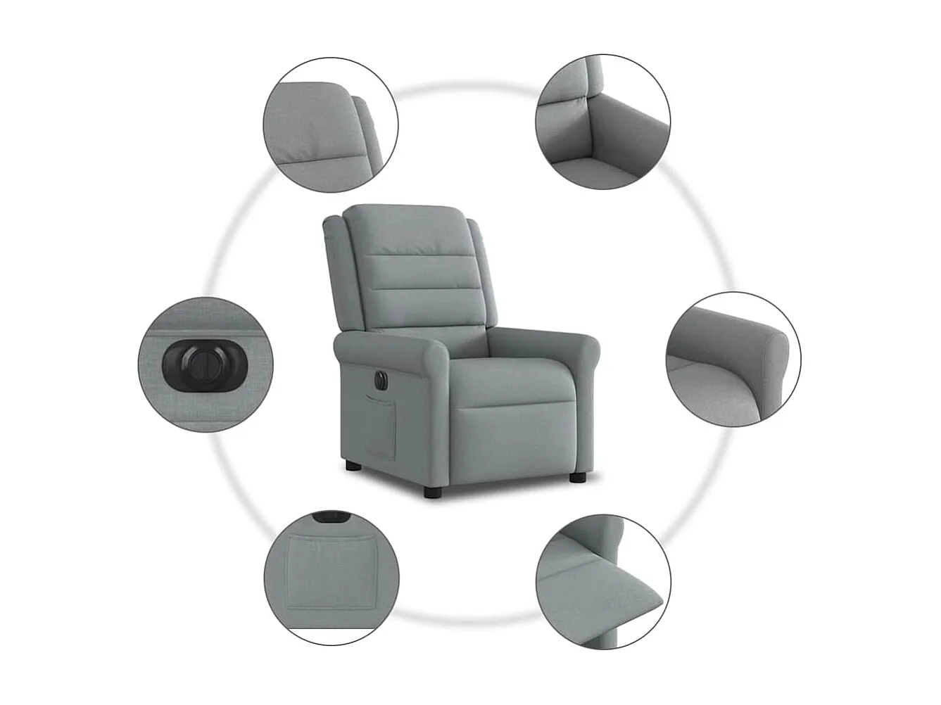 Poltrona Confortável | Poltrona reclinável elétrica tecido cinzento-claro SHL338789