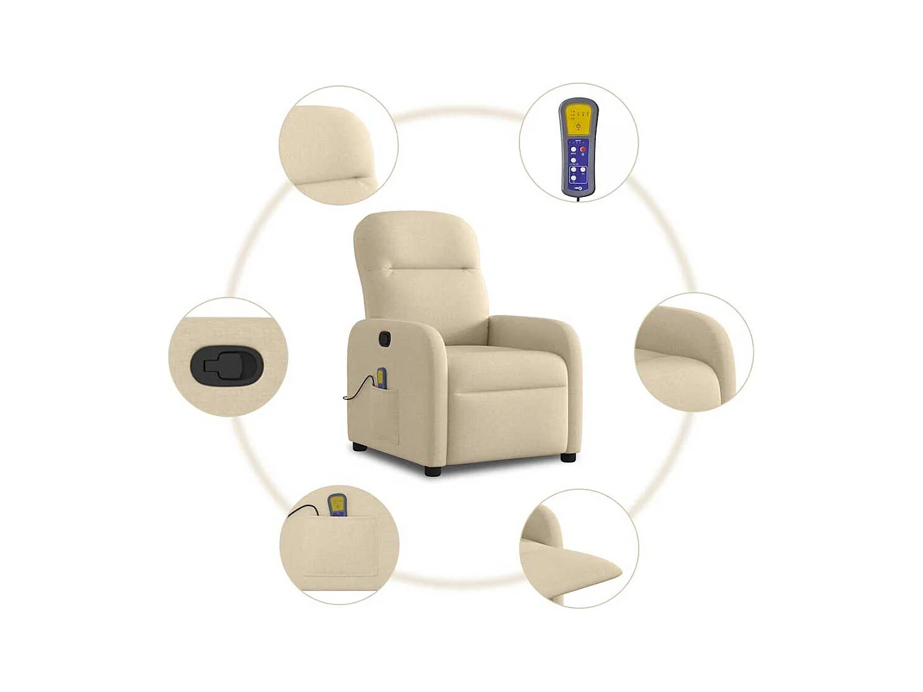 Sillón de salón | Silla | Sillón de masaje reclinable de tela crema SHL4996