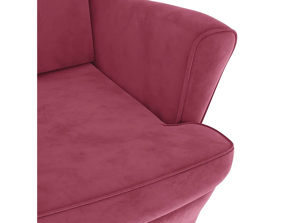 Sillón de salón | Silla | Sillón orejero y taburete de terciopelo rojo tinto SHL5187