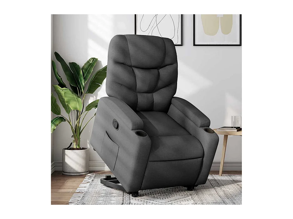 Sillón de relax | Silla | Sillón reclinable elevable de tela gris oscuro SHL4012