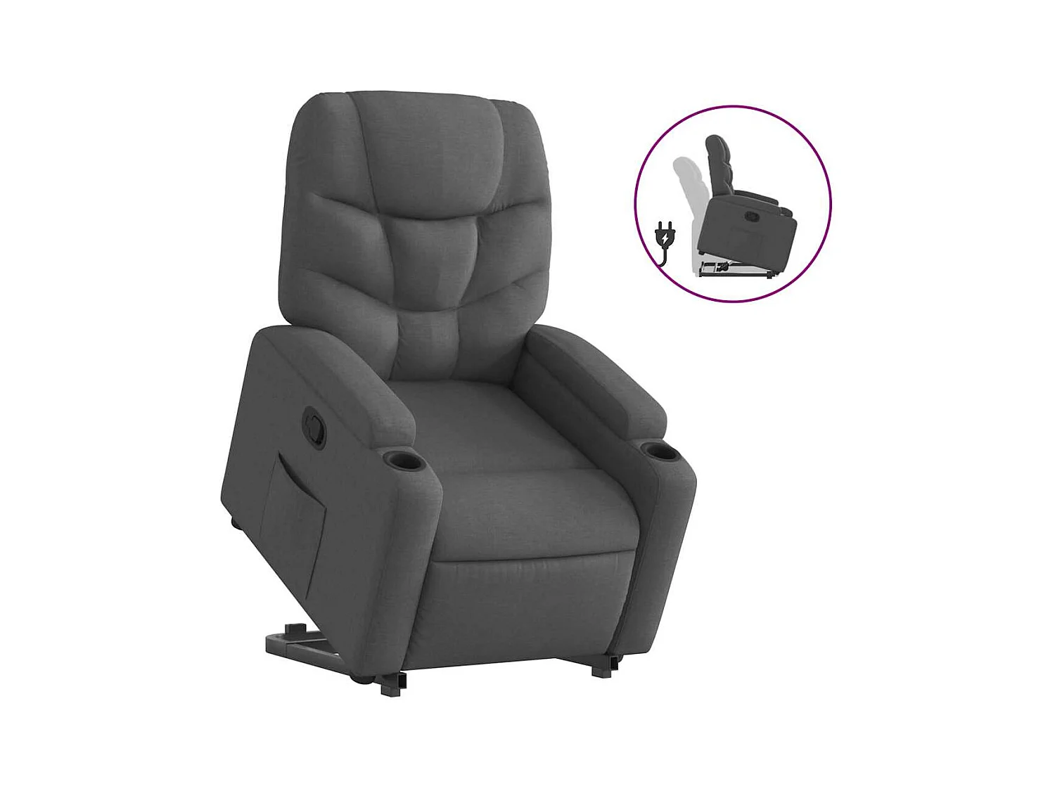 Fauteuil inclinable-Chaise de relax-Fauteuil salon Gris foncé Tissu SHL1676