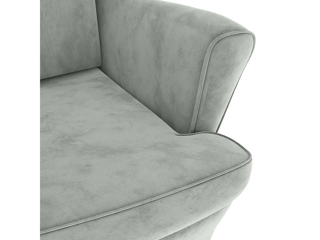 Fauteuil Salon-Chaise de relax-Fauteuil à oreilles avec tabouret gris clair velours SHL4275