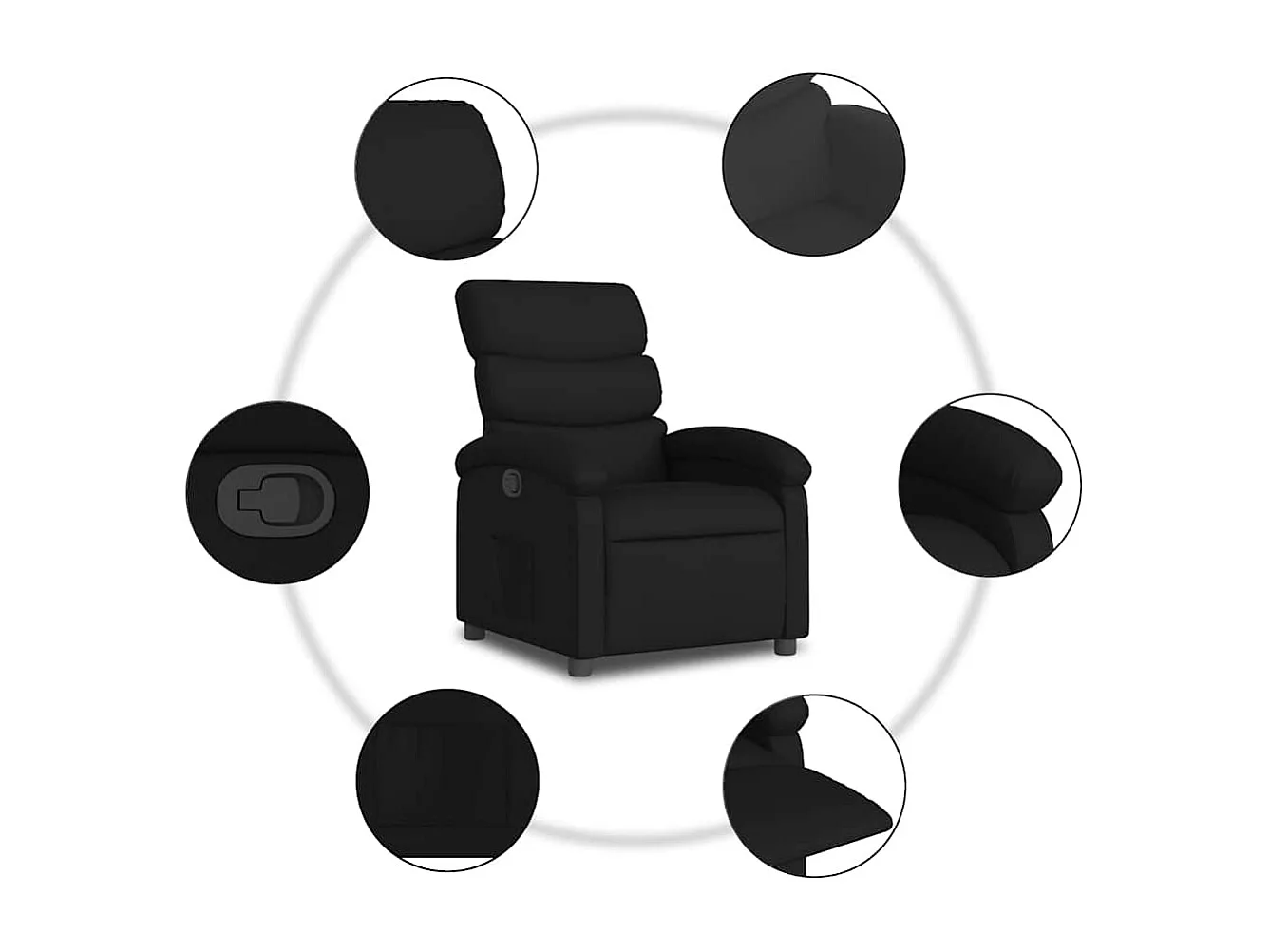 Fauteuil inclinable-Fauteuil salon Noir Tissu SHL5378