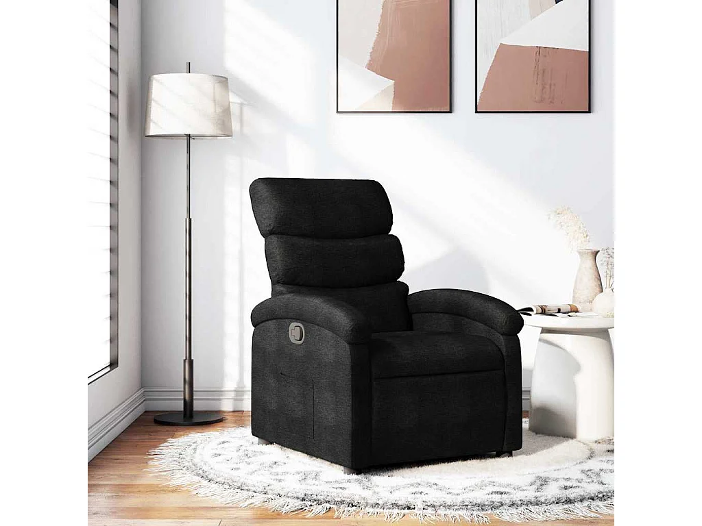 Relaxsessel | Lounge Sessel für Wohnzimmer Schwarz Stoff SHL71958
