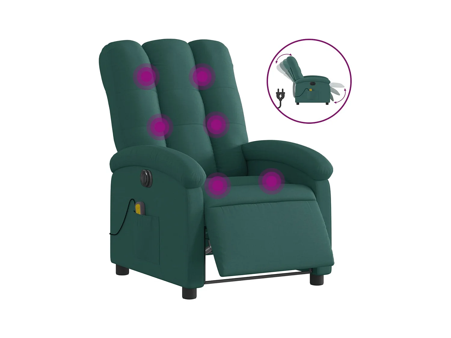 Sillón de relax | Sillón reclinable de masaje eléctrico tela verde oscuro SHL7986