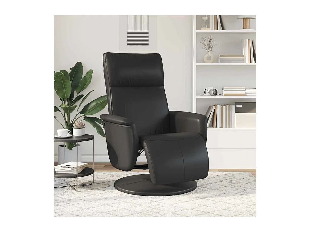 Sillón de relax | Sillón reclinable con reposapiés cuero sintético negro SHL8790