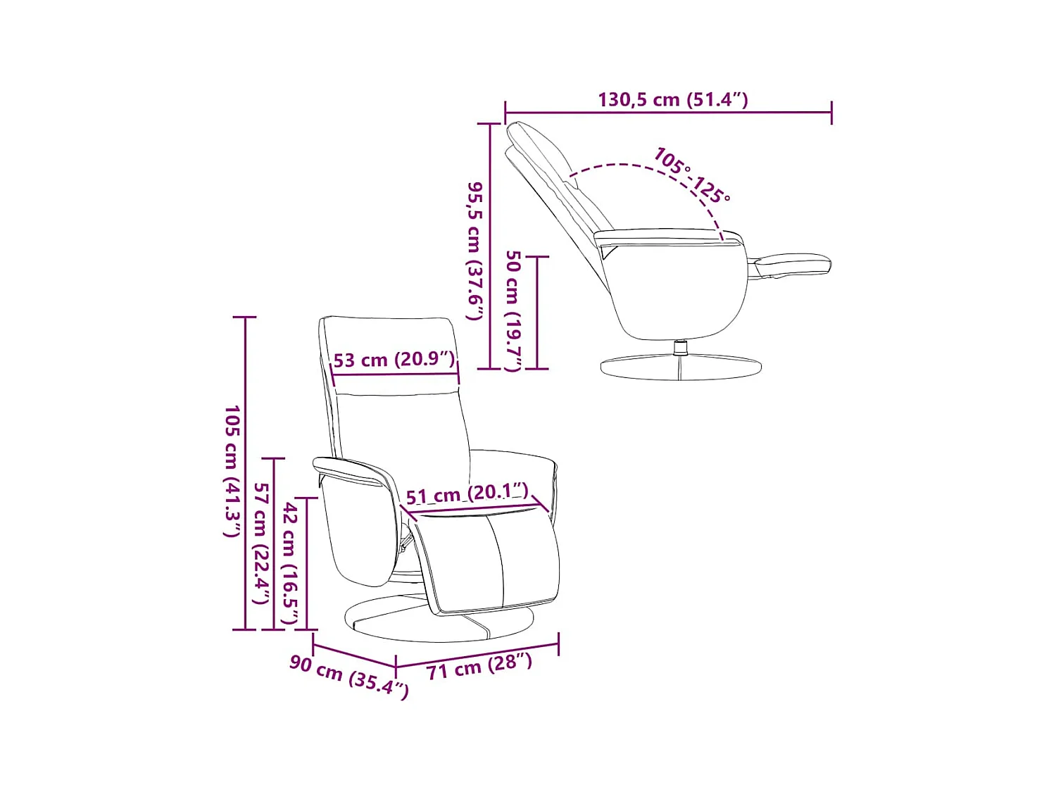 Sillón de relax | Sillón reclinable con reposapiés cuero sintético negro SHL8790