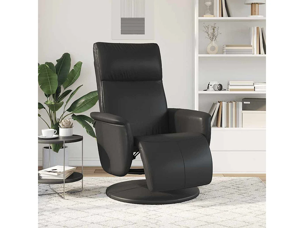 Relaxsessel | Lounge Sessel für Wohnzimmer mit Fußteil Schwarz Kunstleder SHL50731