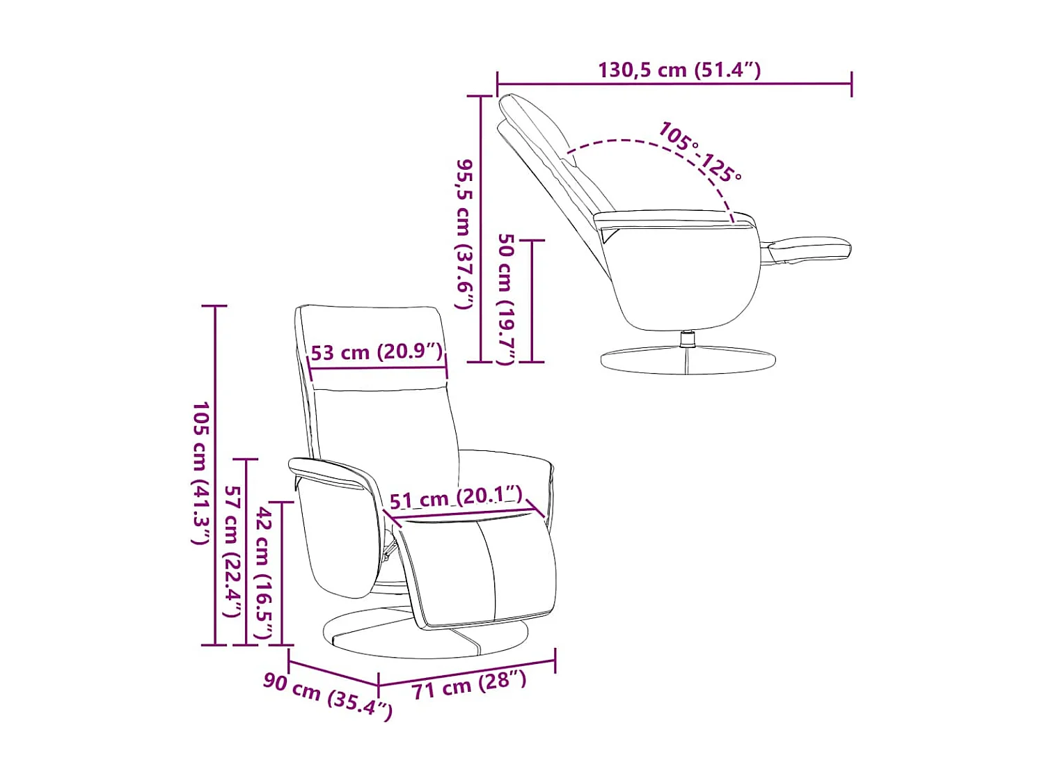 Relaxsessel | Lounge Sessel für Wohnzimmer mit Fußteil Schwarz Kunstleder SHL50731