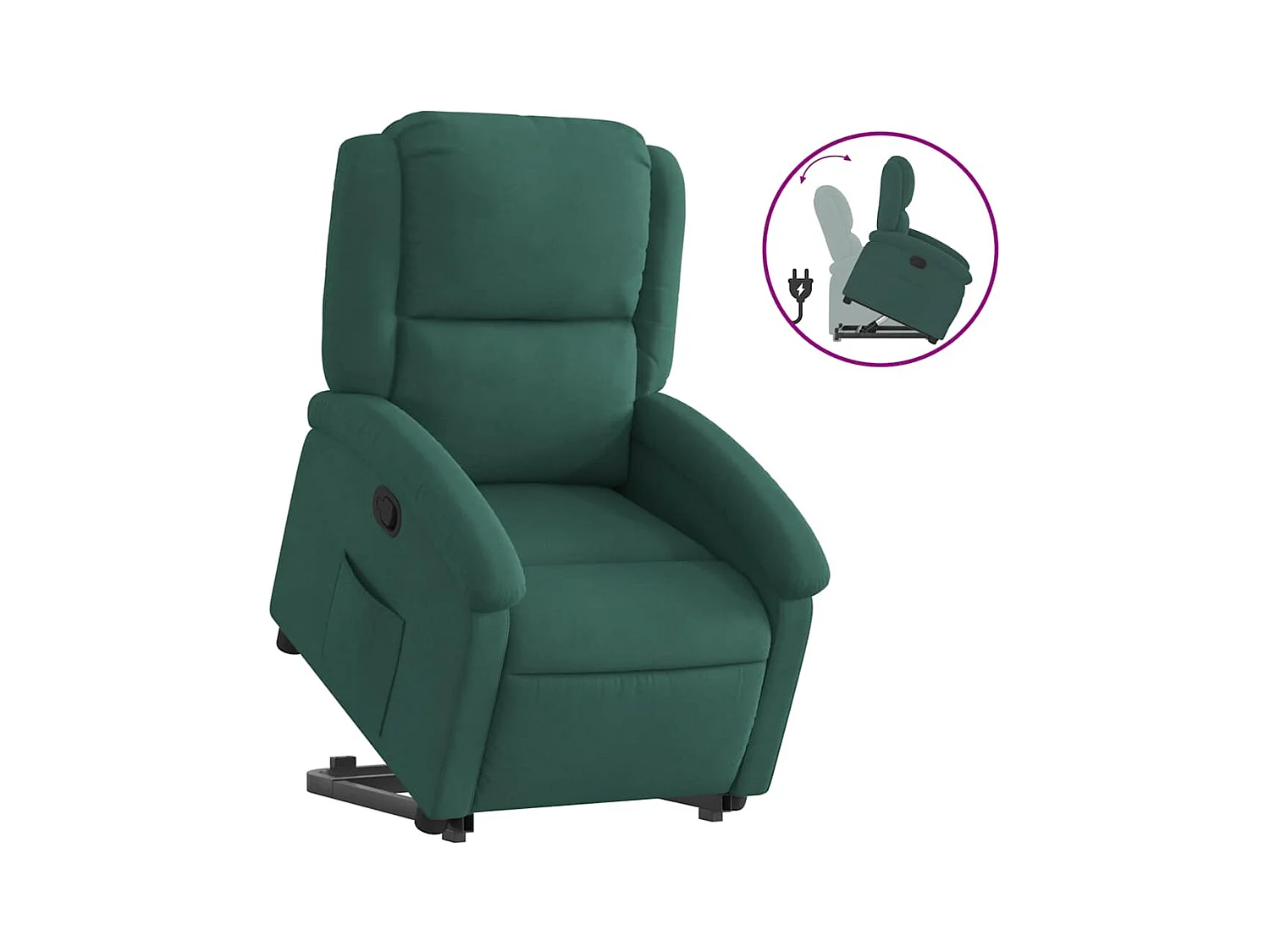Fauteuil inclinable-Chaise de relax-Fauteuil salon Vert foncé Velours SHL4459