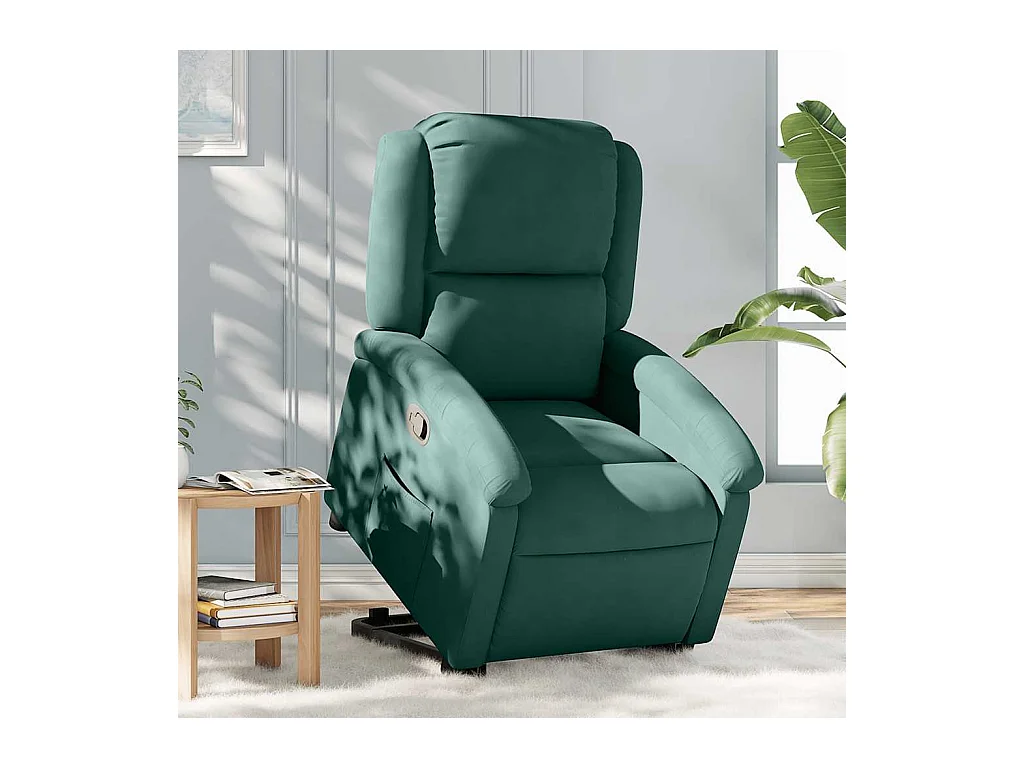 Sillón de relax | Silla | Sillón reclinable elevable terciopelo verde oscuro SHL9061