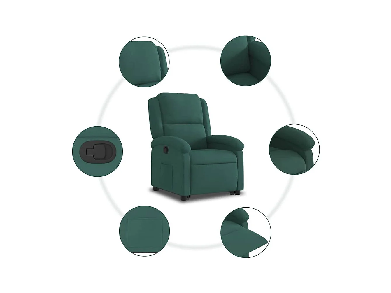 Sillón de relax | Silla | Sillón reclinable elevable terciopelo verde oscuro SHL9061